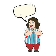 cartoon happy cook with speech bubble