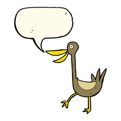 funny cartoon duck with speech bubble