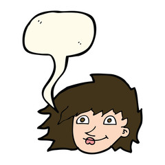 cartoon female face with speech bubble