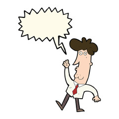 cartoon office man with speech bubble