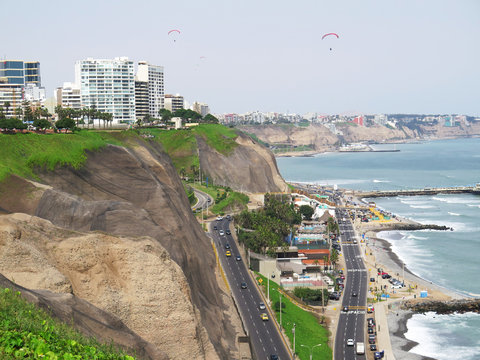 Stock Photo - Shot of the Green Coast beach in Lima-Peru