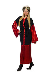 Female magician isolated on white