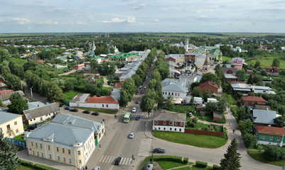 Вид на Суздаль с Преподобенской колокольни Ризоположенского монастыря