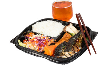 Grilled Saba soy sauce, Japanese cuisine isolate on white
