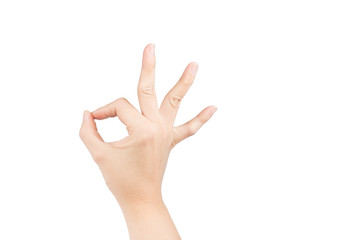Naklejka premium Hand OK sign isolated on white background 