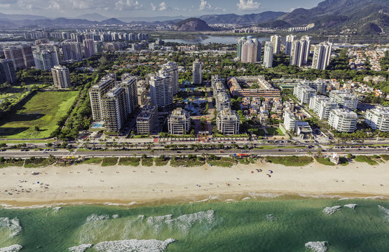 Rio de Janeiro, Barra da Tijuca beach aerial view