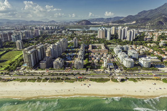 Rio de Janeiro, Barra da Tijuca beach aerial view