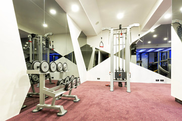 Fototapeta na wymiar Interior of a gym with equipment