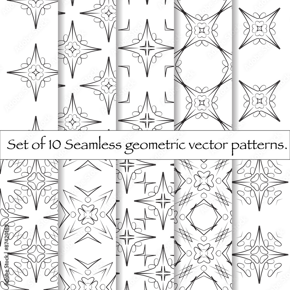Fototapete set of 10 seamless pattern. repeating abstract background.