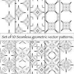 Set of 10 seamless pattern.  Repeating abstract background.