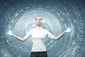 Girl and technologies of the future