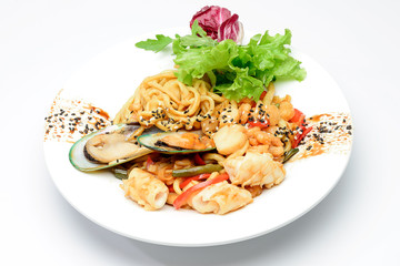 Seafood with noodles