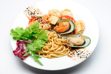 Seafood with noodles