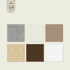 Fototapeta premium Set of 6 textures - rough fabric, paper.