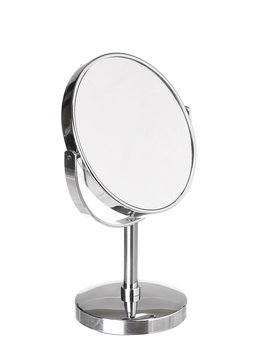 Desktop make up cosmetic mirror isolated on white background