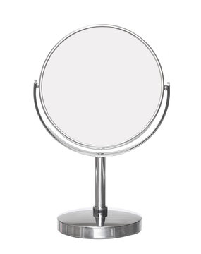 Desktop make up cosmetic mirror isolated on white background
