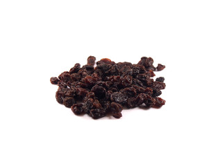 fresh organic raisins on white background