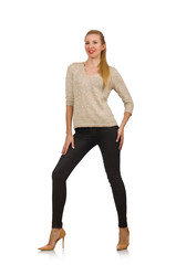 Fototapeta premium Smiling young woman isolated on white