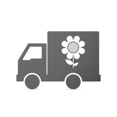 Isolated delivery truck icon with a flower