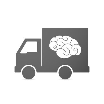 Isolated delivery truck icon with a brain