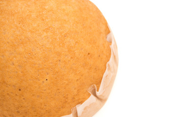 top view homemade golden bread on white with clipping path