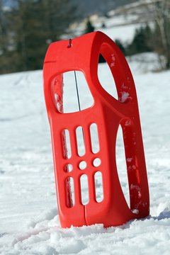sled for playing in the snow in mountains