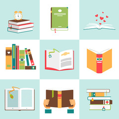 Set of books in flat design