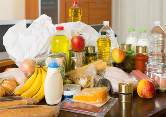 Still life with foodstuffs on  table