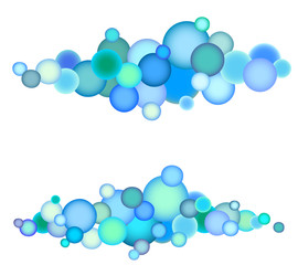 bubble string pattern in multiple blue purple over white