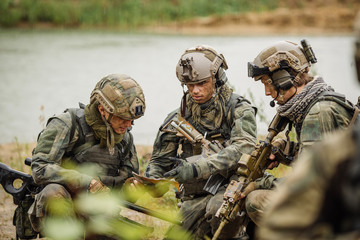 rangers on the Outdoor of looking at the map