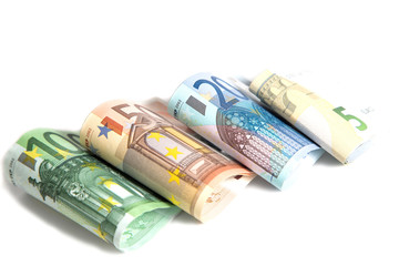 Obraz na płótnie Canvas ,валюта на белом фоне ,доллары евро