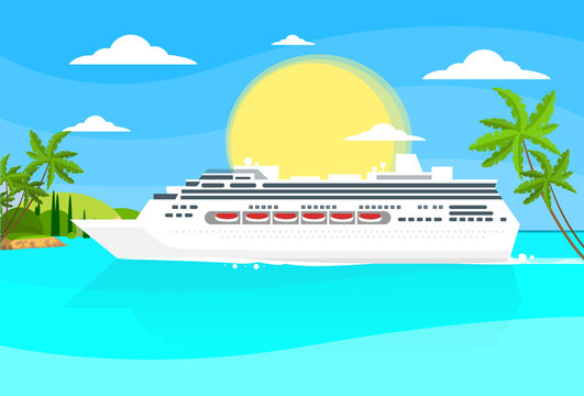 Cruise Ship Liner Tropical Island Summer Ocean Vaction 
