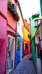 Fototapeta na wymiar Burano colorful building in alley