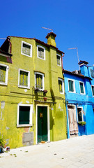 Fototapeta na wymiar Burano colorful building green and blue