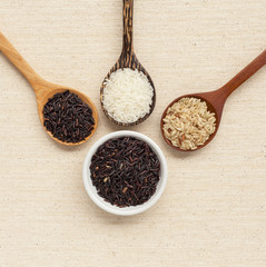 Raw rice arrangement, natural material concept idea