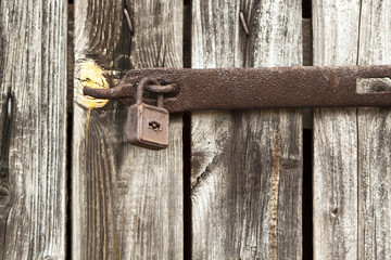 Old locked wooden door