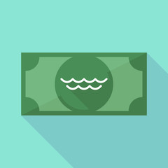 Long shadow banknote icon with a water sign