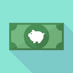 Long shadow banknote icon with a pig