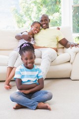 Fototapeta premium Portrait of a happy couple sitting on couch