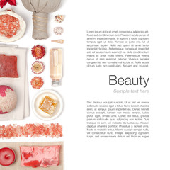 spa and massage elements on white background 