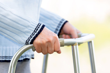 Senior woman using a walker