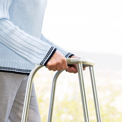 Senior woman using a walker