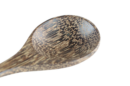 wooden spoon isolated on white.