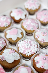 Cupcakes con pasta di zucchero bianca e rosa