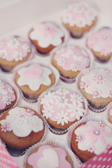 Obraz na płótnie Canvas Cupcakes con pasta di zucchero bianca e rosa