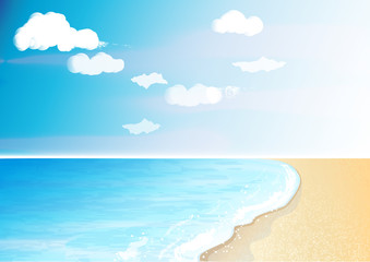 Fototapeta na wymiar Tropical beach and ocean with beautiful sky and clouds.