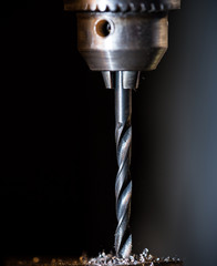 Electric drilling machine, close-up.