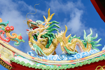 The dragon on the roof Chinese temple
