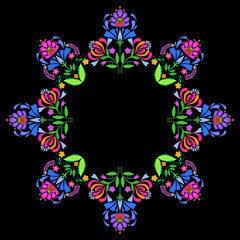 folk floral wreath,vector.