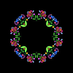 folk floral wreath,vector.